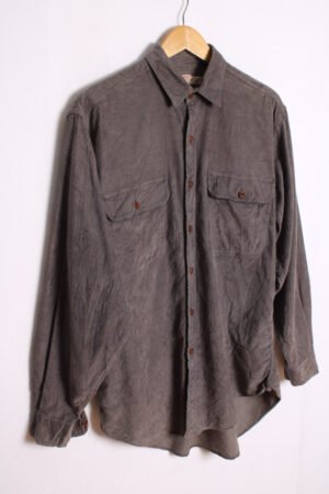 camisa pana franela cuadros chico vintage-21 Camisa Pana Gris Bolsillos Vintage "M"