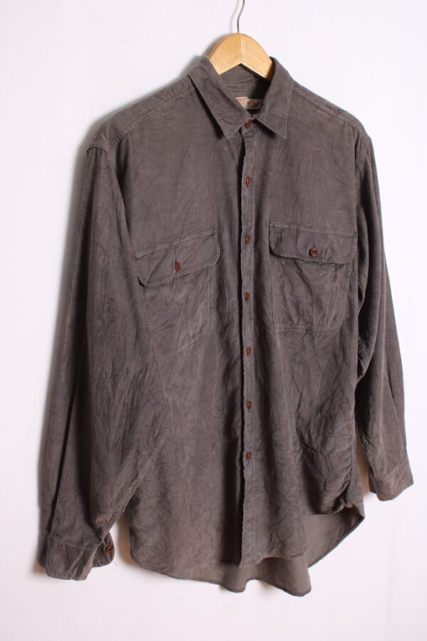 camisa pana franela cuadros chico vintage-21 Camisa Pana Gris Bolsillos Vintage "M"