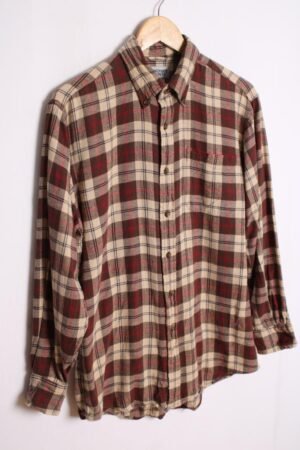 Camisa Franela Cuadros Marrones Vintage "M"
