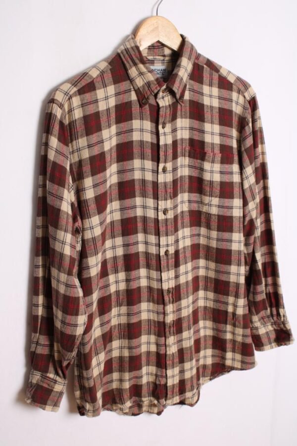 Camisa Franela Cuadros Marrones Vintage "M"