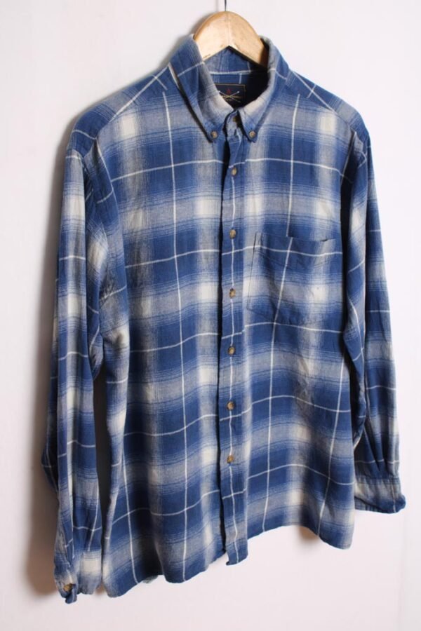 camisa pana franela cuadros chico vintage-26 Camisa Franela Cuadros Azul y Blanco Vintage "M"
