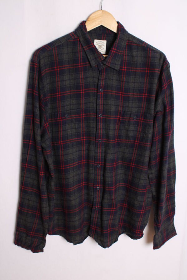 Camisa Franela Cuadros Grises Vintage "L"