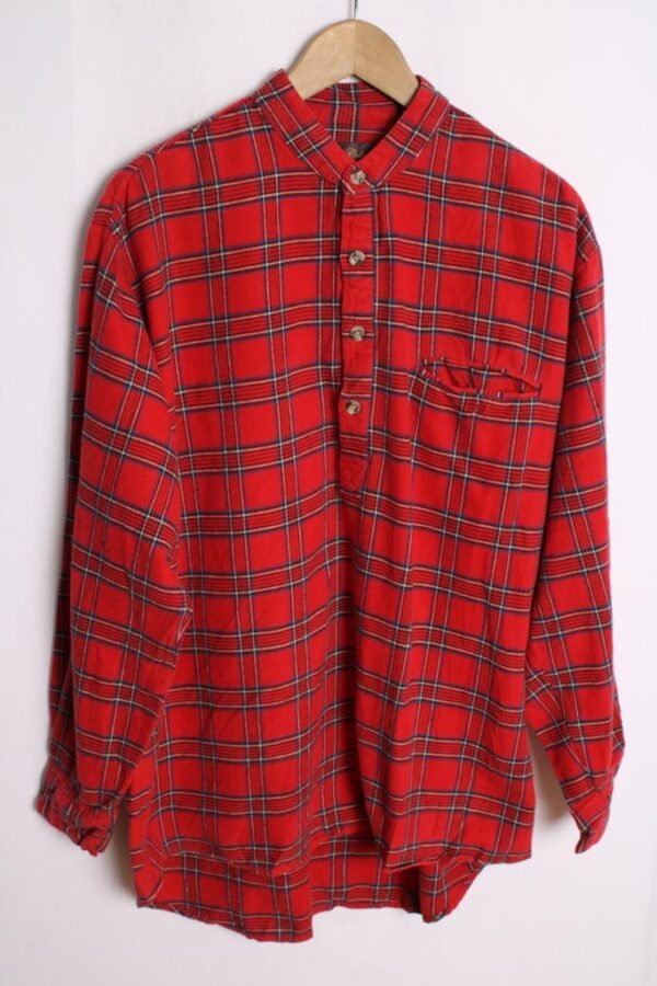 Camisa Cuello Mao Cuadros Rojos "L/XL"