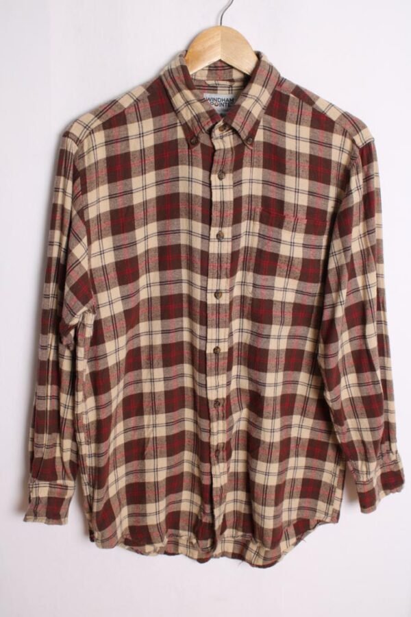 Camisa Franela Cuadros Marrones Vintage "M"
