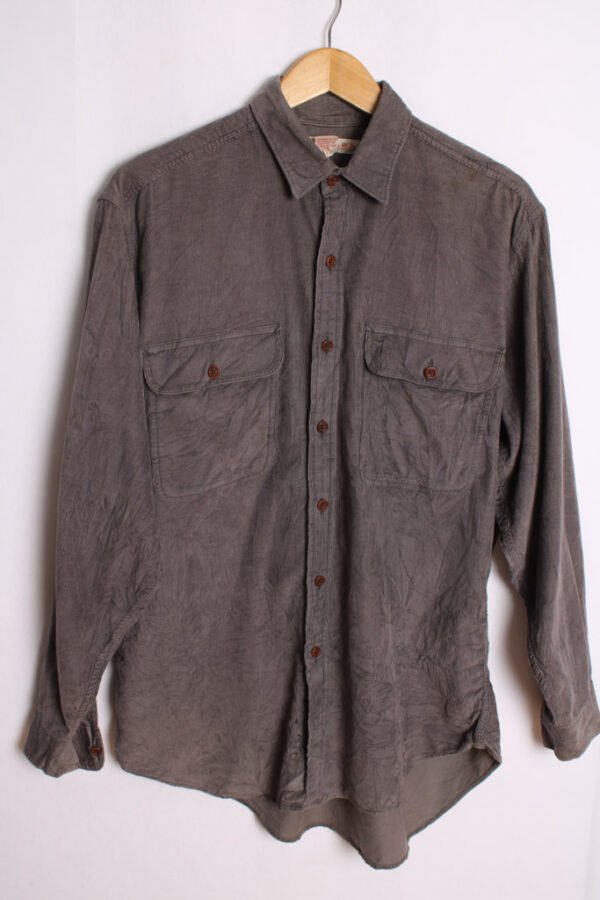 camisa pana franela cuadros chico vintage-77 Camisa Pana Gris Bolsillos Vintage "M"