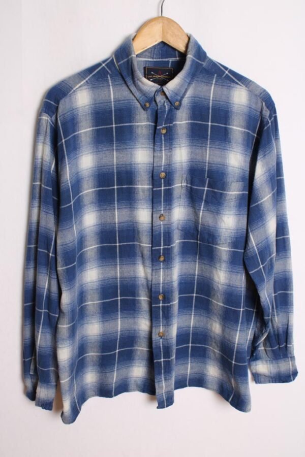 camisa pana franela cuadros chico vintage-79 Camisa Franela Cuadros Azul y Blanco Vintage "M"
