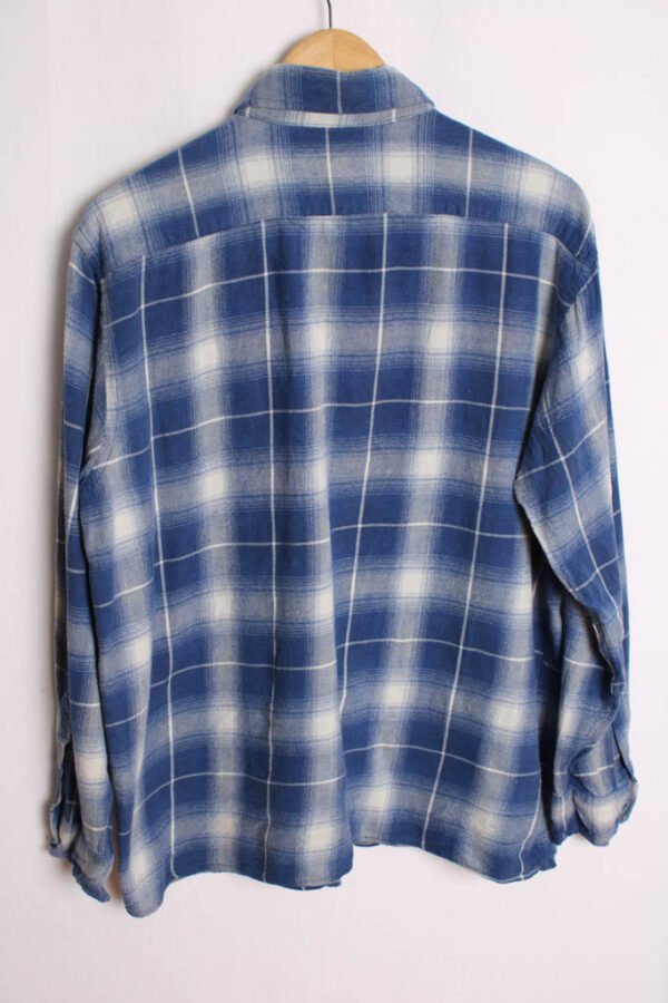 camisa pana franela cuadros chico vintage-80 Camisa Franela Cuadros Azul y Blanco Vintage "M"