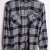 Camisa Franela Cuadros Gris y Azul Vintage "S"