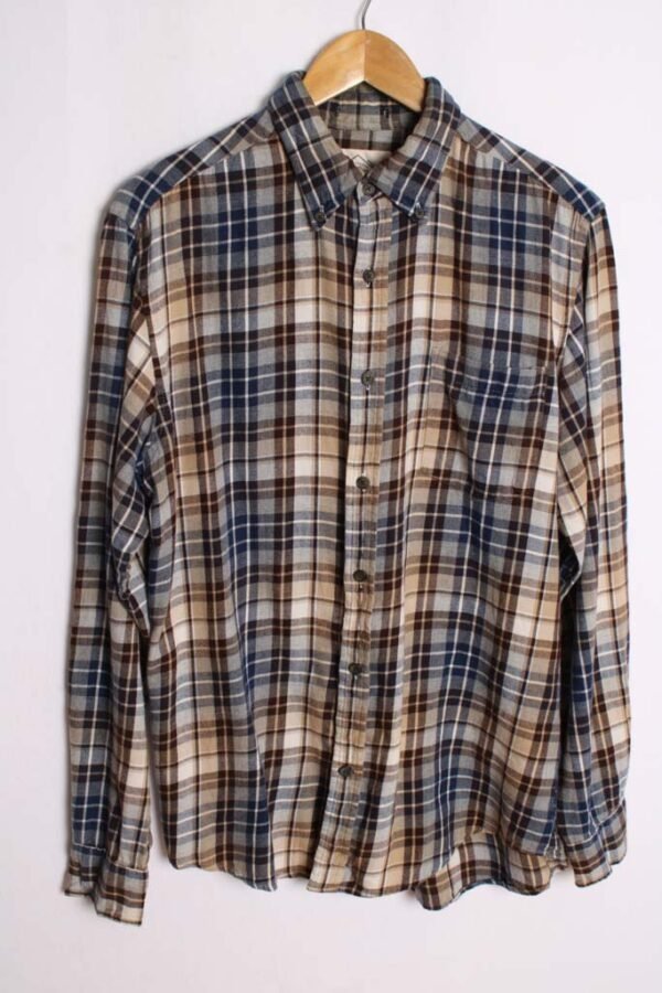 Camisa Franela Cuadros Marrones Vintage "M"