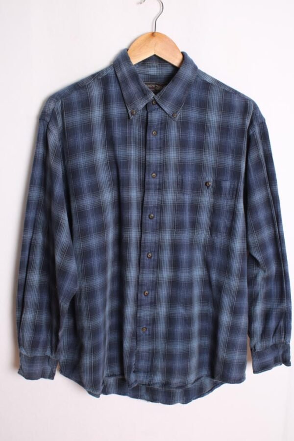 Camisa Franela Cuadros Azules Vintage "L"