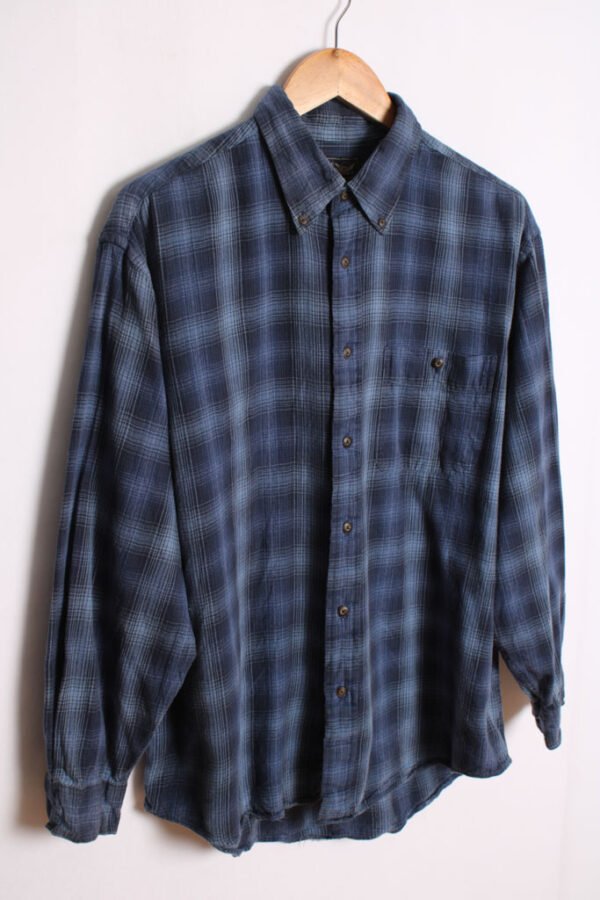 Camisa Franela Cuadros Azules Vintage "L"