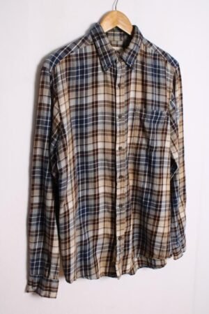 Camisa Franela Cuadros Marrones Vintage "M"