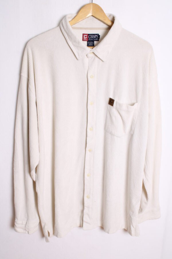 Camisa Pana Chaps By Ralph Lauren Blanca Vintage "XL"