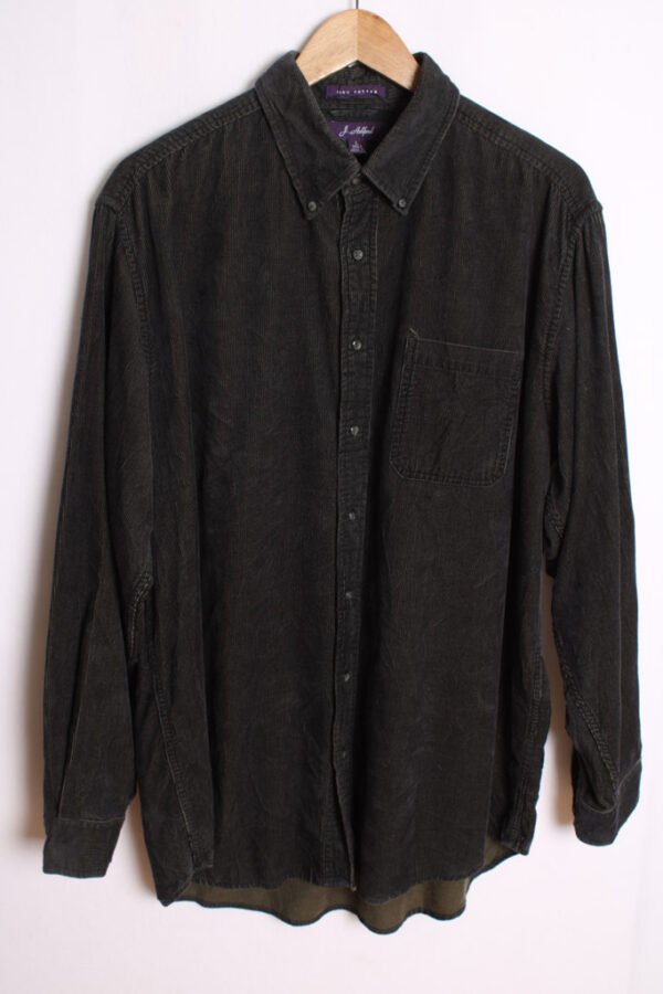 Camisa Pana Negra Estampado Gris Vintage "2XL"