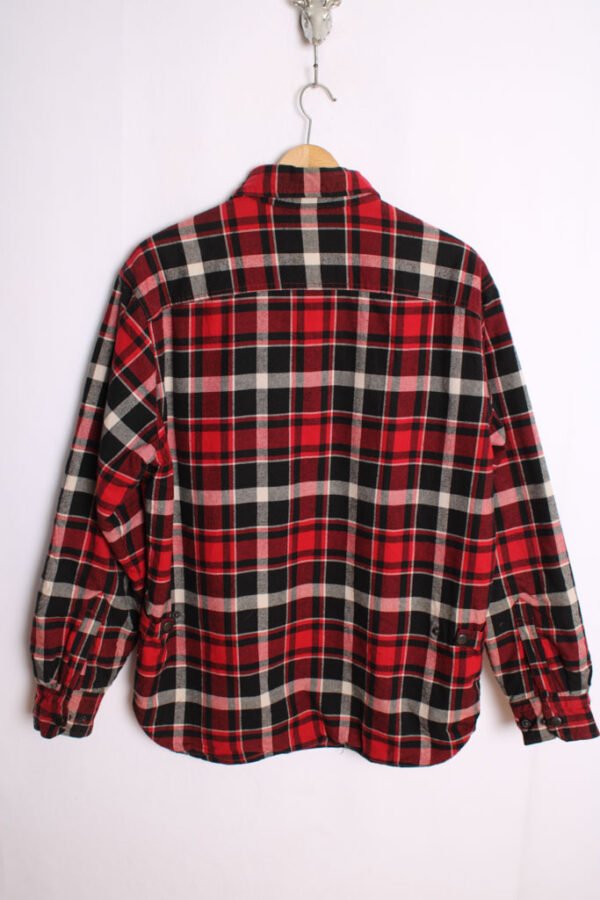 Camisa Forrada Cuadros Rojo y Gris Vintage "M"