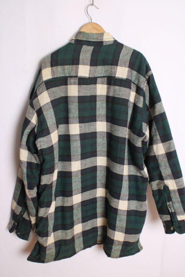 Camisa Vintage Forrada Cuadros Verde y Beige "XL"