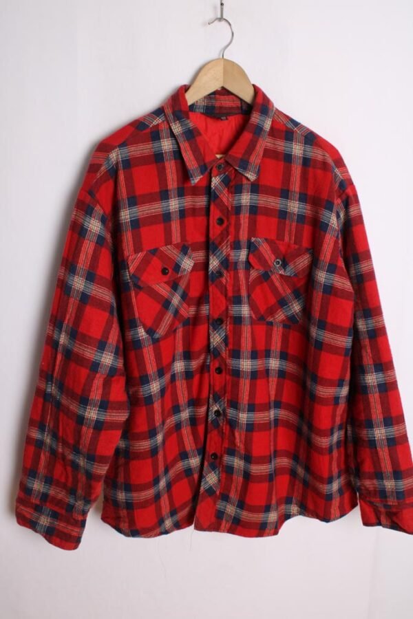 Camisa Forrada Cuadros Roja Vintage "2XL"