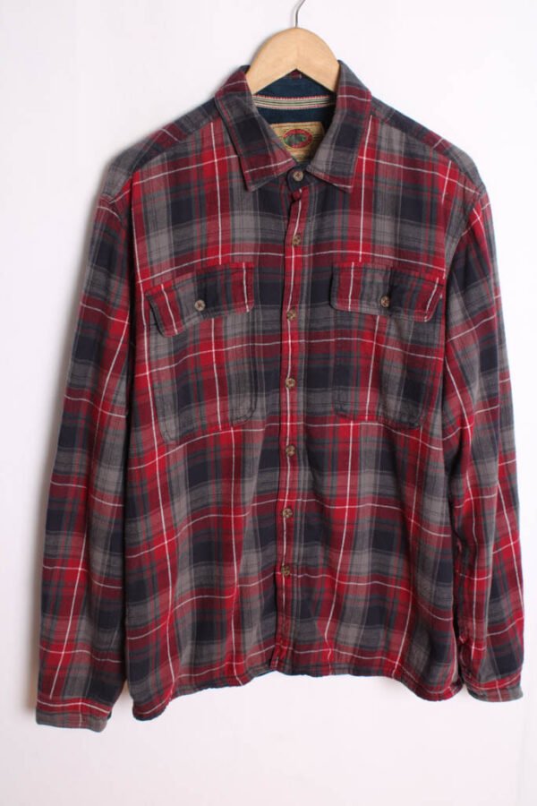 Camisa Vintage Forrada Cuadros Gris y Granate "M"