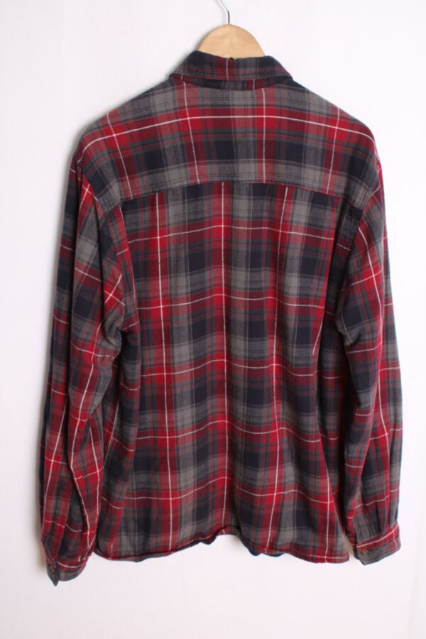 Camisa Vintage Forrada Cuadros Gris y Granate "M"