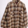Camisa Forrada Cuadros Marrón y Beige Vintage "XL"