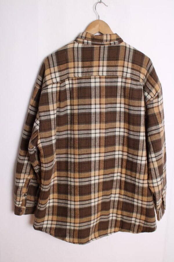 Camisa Forrada Cuadros Marrón y Beige Vintage "XL"