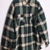 Camisa Vintage Forrada Cuadros Verde y Beige "XL"