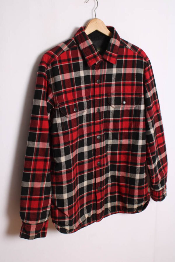 Camisa Forrada Cuadros Rojo y Gris Vintage "M"