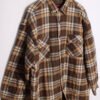 Camisa Forrada Cuadros Marrón y Beige Vintage "XL"