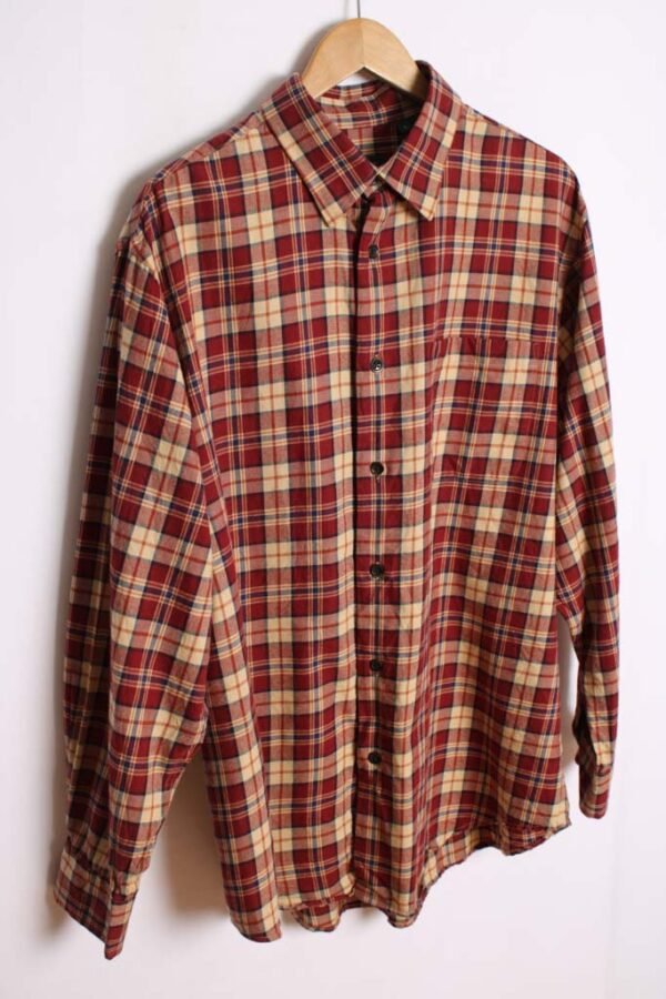 Camisa Franela Cuadros Teja y Amarillo Vintage "XL"