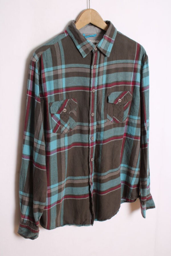 Camisa Franela Cuadros Gris Vintage "L"