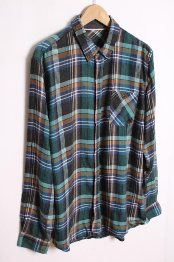 camisa vintage franela cuadros_-18 Camisa Franela Cuadros Gris y Azul Vintage "M"