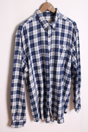 camisa vintage franela cuadros_-20 Camisa Franela Cuadros Azules y Blancos Vintage "XL"