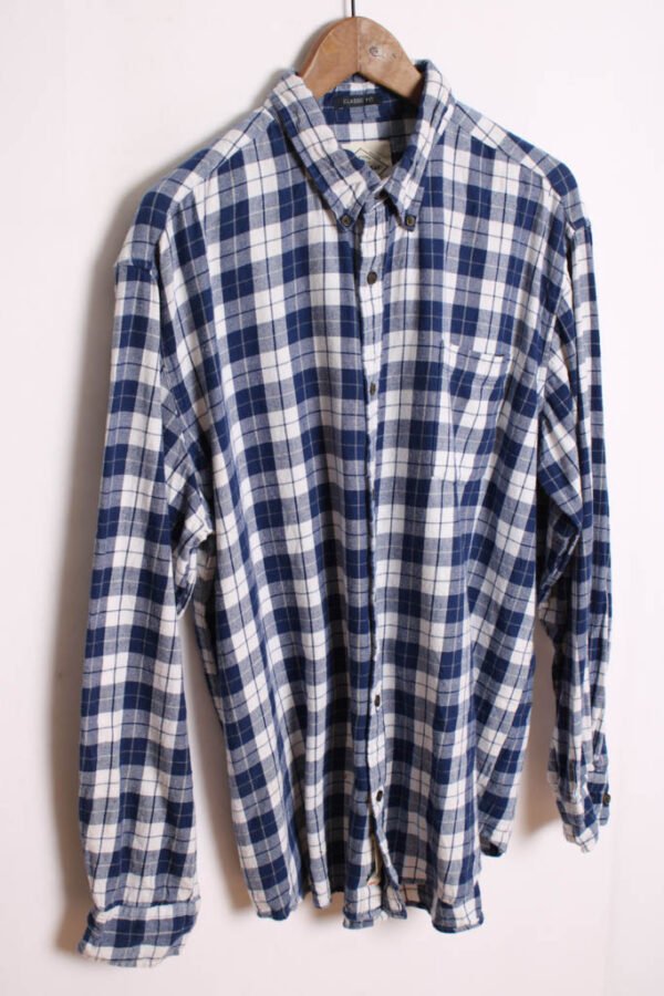 Camisa Franela Cuadros Azules y Blancos Vintage "XL"
