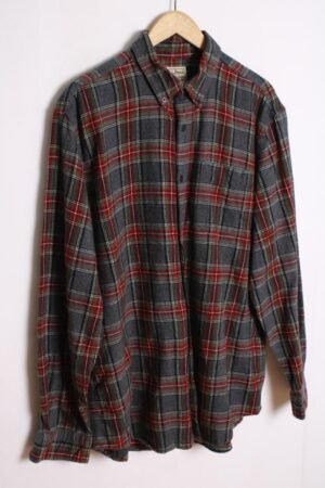 camisa vintage franela cuadros_-25 Camisa Franela Cuadros Gris Vintage "L/XL"
