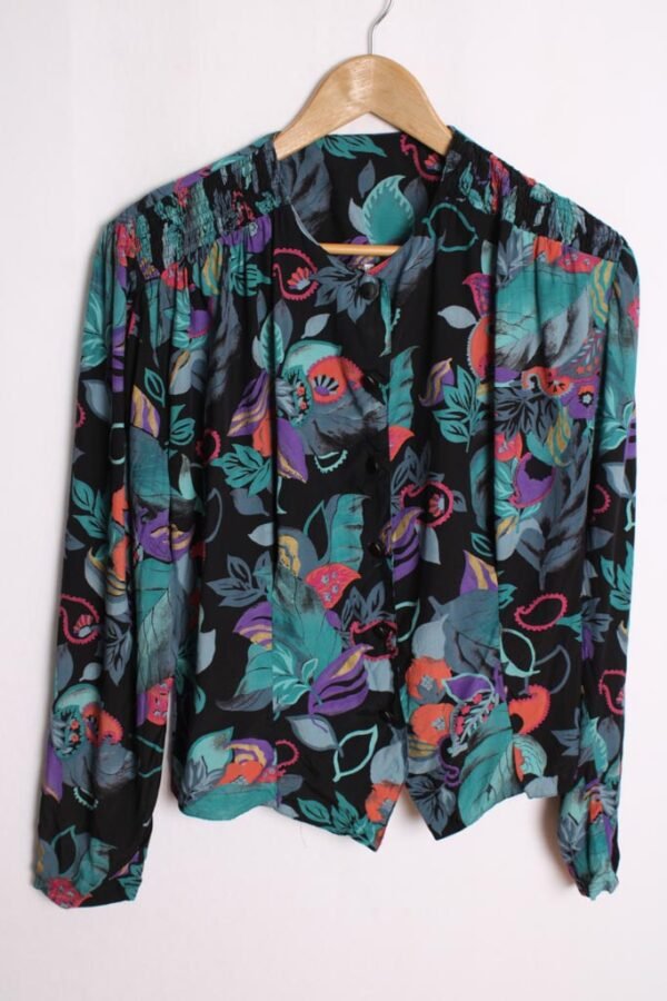Blusa Vintage Negra con Flores "M"