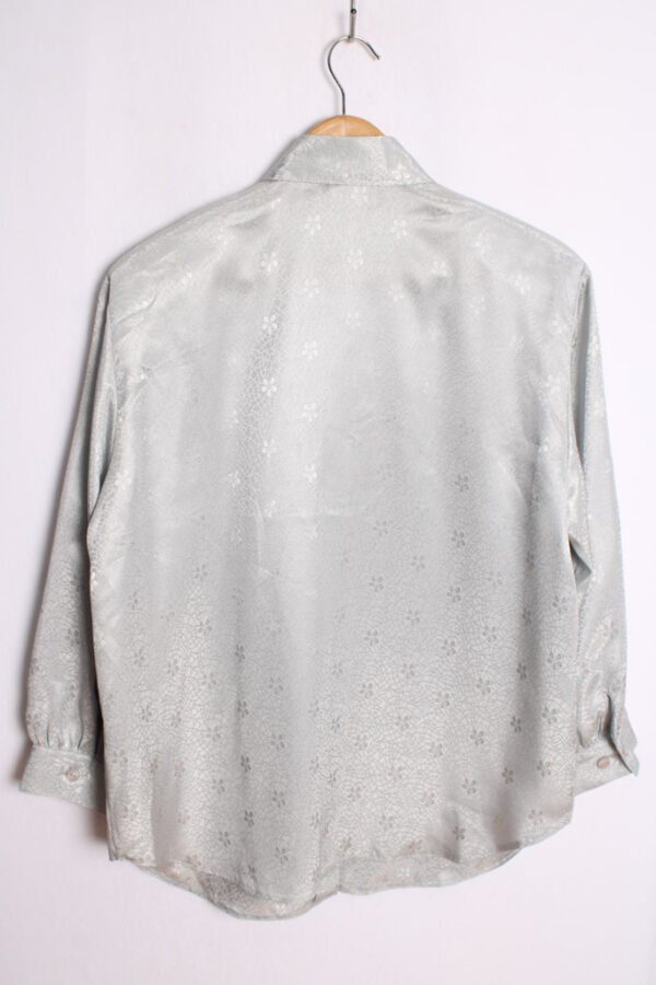 Blusa Gris Satinada Flores Vintage "L"