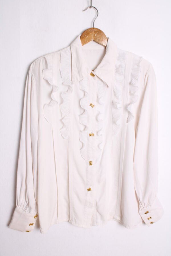 Blusa Chorreras Blanca Vintage "M/L"