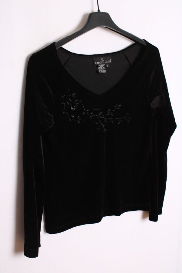 Top Terciopelo Negro Flores Vintage "S"
