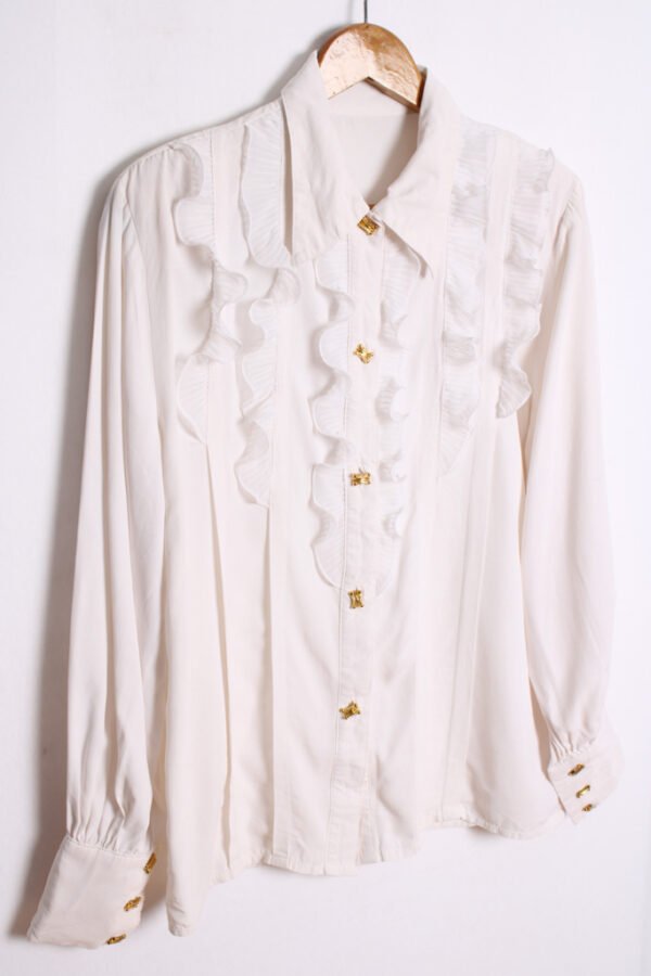 Blusa Chorreras Blanca Vintage "M/L"
