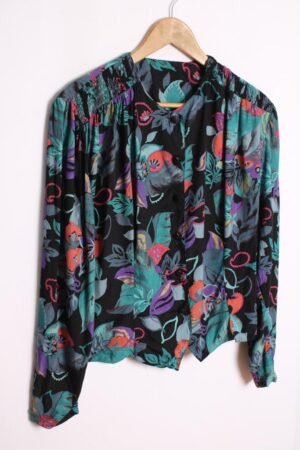 Blusa Vintage Negra con Flores "M"