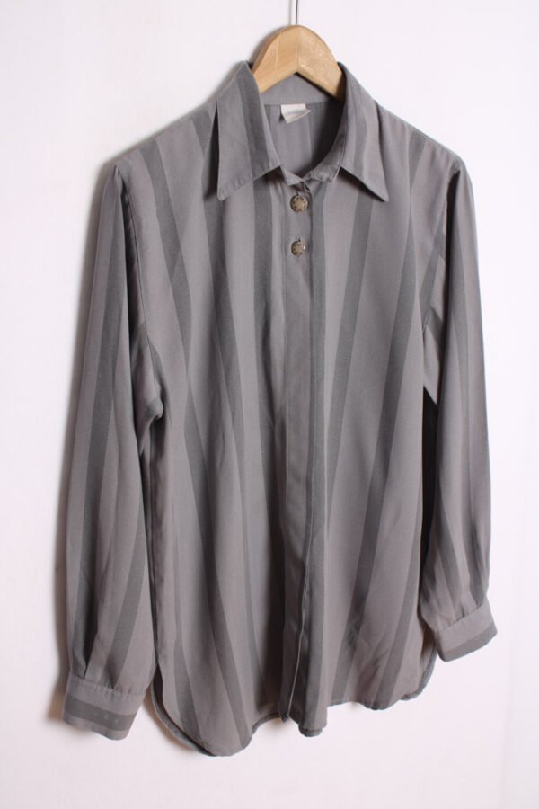 Blusa Vintage Rayas en Tonos Grises "L"