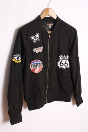 Crazy Jacket Negra Vintage con Parches "M"