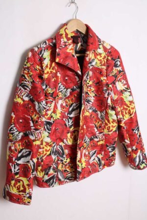 Chaqueta Abierta Vintage Roja Abstracta "L"