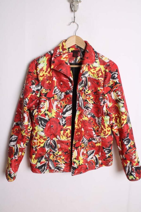 Chaqueta Abierta Vintage Roja Abstracta "L"