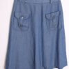 Falda por Rodilla Azul Bolsillos Vintage "S"