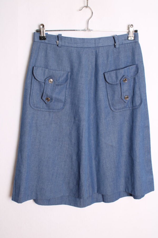Falda por Rodilla Azul Bolsillos Vintage "S"