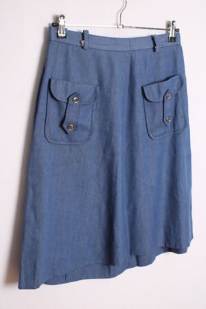 Falda por Rodilla Azul Bolsillos Vintage "S"