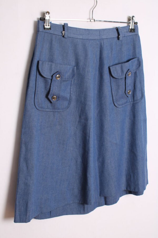 Falda por Rodilla Azul Bolsillos Vintage "S"