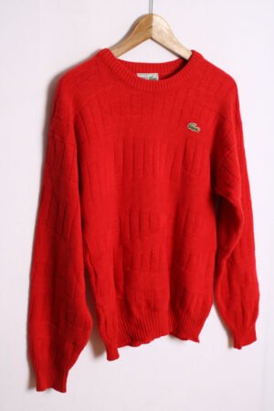 jersey cárdigan vintage Lacoste-23 Jersey Lacoste Rojo Relieves Vintage "S"