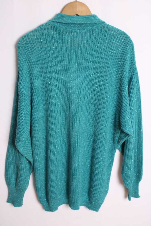 Jersey Cuello Polo Vintage Turquesa Brillos "XL"